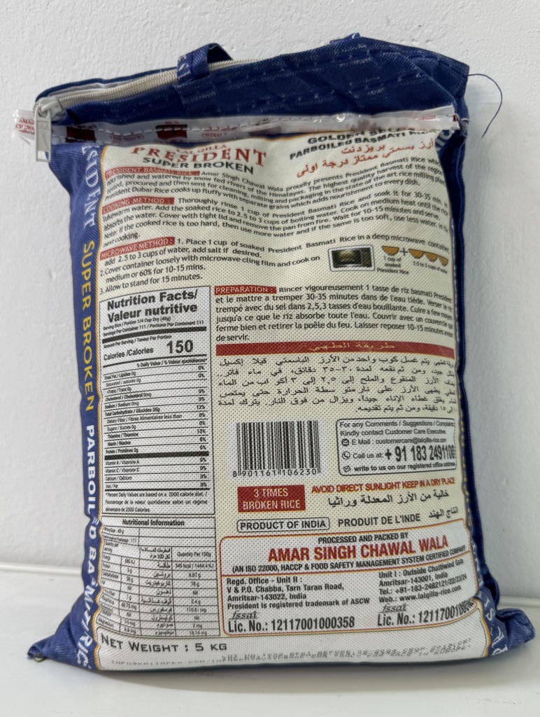 PRESIDENT - SUPER BROKEN BASMATI RICE 5KG