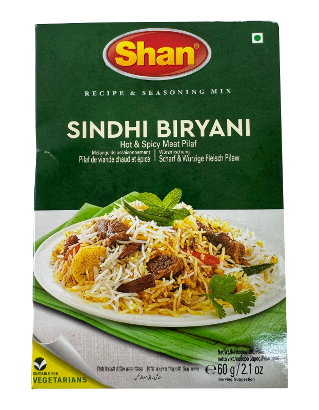 Shan - Sindhi Biryani Seasoning Mix (60g) - Spice Packets for Hot and Spicy Meat Pilaf (1 Pack)